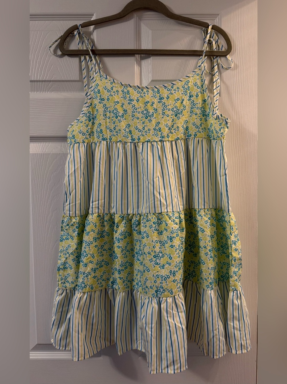 SHEIN Dress with Blue and Yellow Floral and Stripes